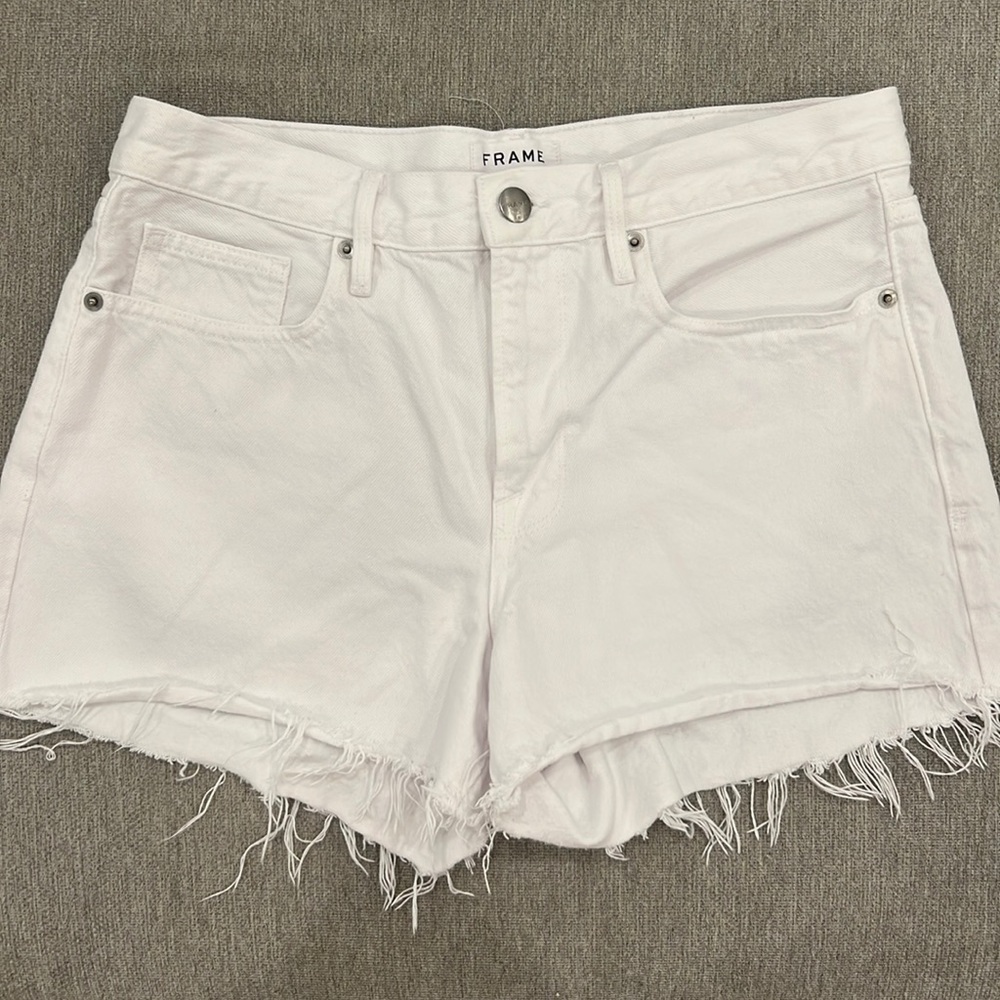 Frame White Denim Shorts